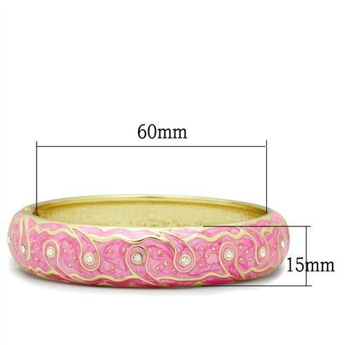 LO2136 - Flash Gold White Metal Bangle with Top Grade Crystal  in Clear-1