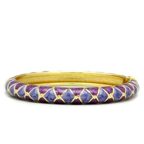 LO2137 - Flash Gold White Metal Bangle with Epoxy  in No Stone-0