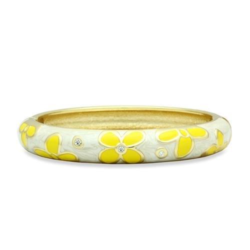 LO2141 - Flash Gold White Metal Bangle with Top Grade Crystal  in Clear-0