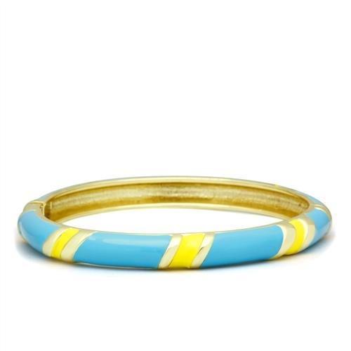 LO2143 - Flash Gold White Metal Bangle with Epoxy  in No Stone-0