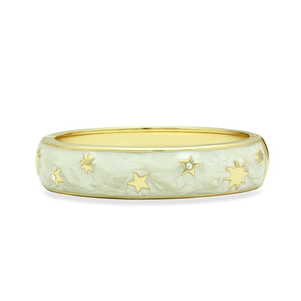 LO2146 - Flash Gold White Metal Bangle with Top Grade Crystal  in Clear-0