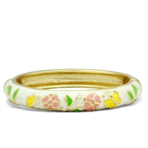 LO2149 - Flash Gold White Metal Bangle with Epoxy  in No Stone-0