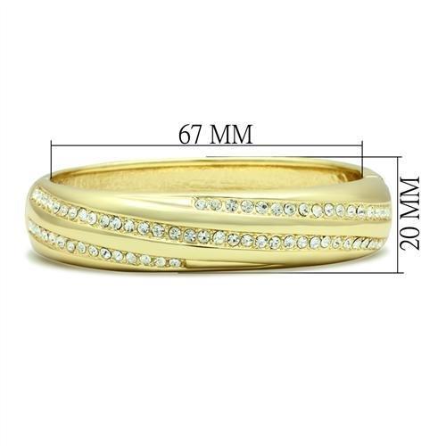 LO2150 - Flash Gold White Metal Bangle with Top Grade Crystal  in Clear-1