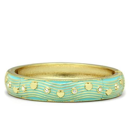 LO2151 - Flash Gold White Metal Bangle with Top Grade Crystal  in Clear-0