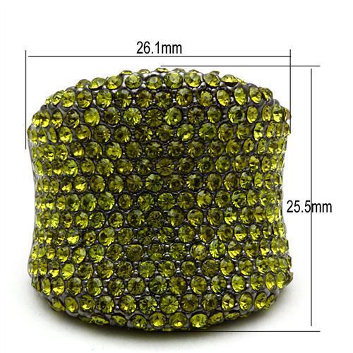 LO2185 - TIN Cobalt Black Brass Ring with Top Grade Crystal  in Olivine color-1