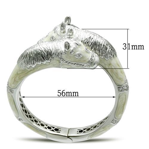 LO2266 - Rhodium Brass Bangle with AAA Grade CZ  in Clear-1