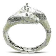 LO2266 - Rhodium Brass Bangle with AAA Grade CZ  in Clear-0