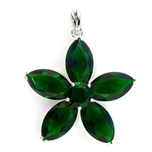 LO226 - Silver Brass Pendant with Synthetic Spinel in Peridot-0