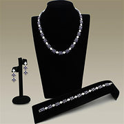 LO2324 - Rhodium Brass Jewelry Sets with AAA Grade CZ  in Amethyst-0