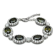 LO2358 - Rhodium Brass Bracelet with AAA Grade CZ  in Olivine color-0