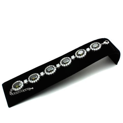 LO2358 - Rhodium Brass Bracelet with AAA Grade CZ  in Olivine color-1