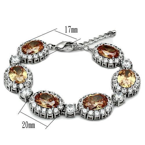 LO2360 - Rhodium Brass Bracelet with AAA Grade CZ  in Champagne-2