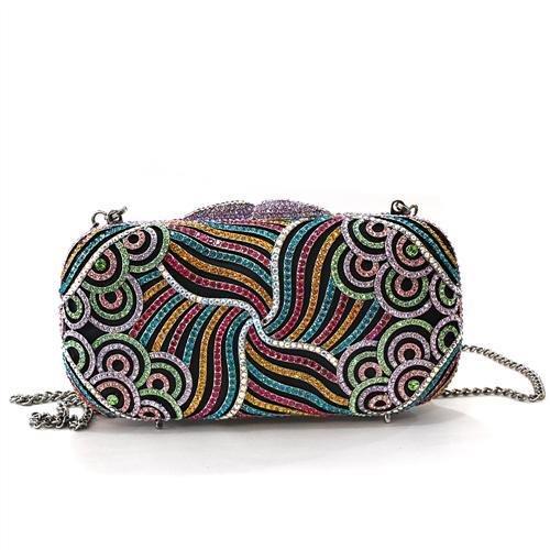 LO2365 - Imitation Rhodium White Metal Clutch with Top Grade Crystal  in Multi Color-0