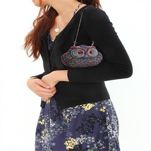 LO2368 - Ruthenium White Metal Clutch with Top Grade Crystal  in Multi Color-3