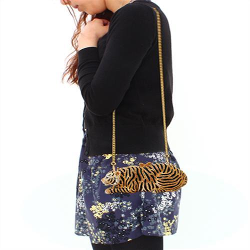 LO2371 - Gold White Metal Clutch with Top Grade Crystal  in Multi Color-4