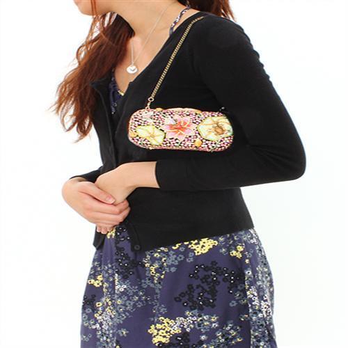 LO2375 - Ancientry Gold White Metal Clutch with Top Grade Crystal  in Multi Color-3