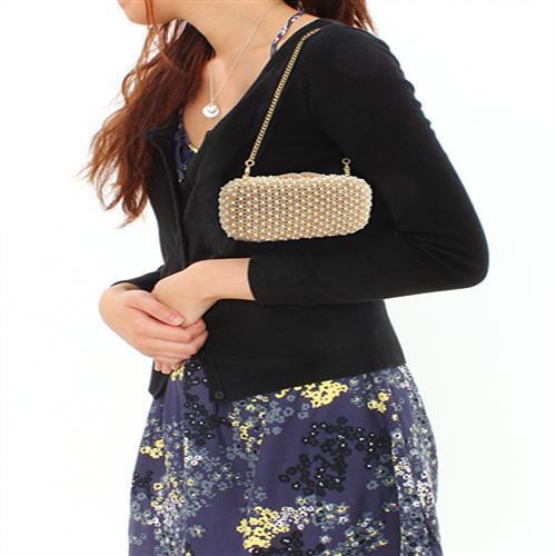LO2377 - Gold White Metal Clutch with Top Grade Crystal  in Multi Color-3