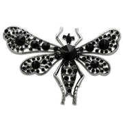 LO2391 - Imitation Rhodium White Metal Brooches with Top Grade Crystal  in Jet-0
