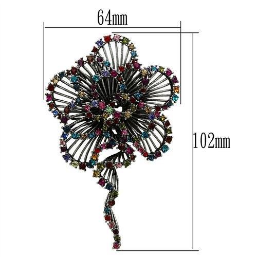 LO2395 - Imitation Rhodium White Metal Brooches with Top Grade Crystal  in Multi Color-1