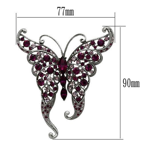 LO2396 - Imitation Rhodium White Metal Brooches with Top Grade Crystal  in Multi Color-1