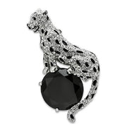 LO2398 - Imitation Rhodium White Metal Brooches with AAA Grade CZ  in Jet-0