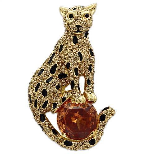 LO2399 - Gold White Metal Brooches with AAA Grade CZ  in Champagne-0