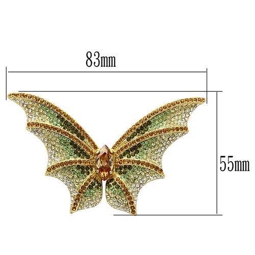 LO2400 - Gold White Metal Brooches with Top Grade Crystal  in Multi Color-1