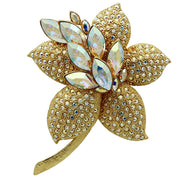LO2402 - Gold White Metal Brooches with Top Grade Crystal  in Aurora Borealis (Rainbow Effect)-0