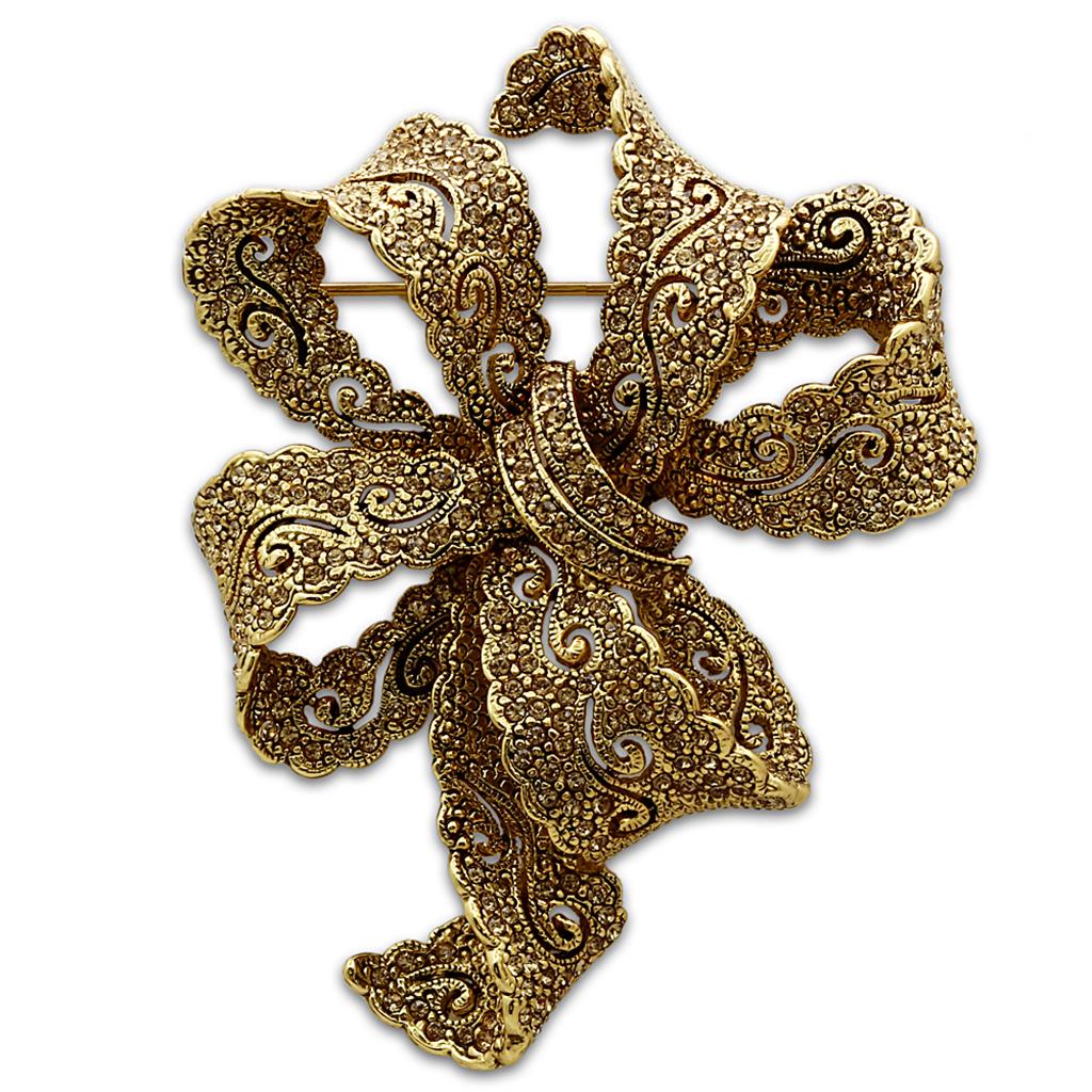 LO2403 - Gold White Metal Brooches with Top Grade Crystal  in Citrine Yellow-0