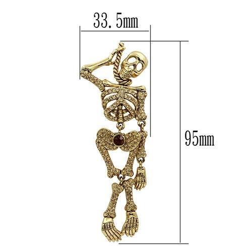 LO2409 - Gold White Metal Brooches with Top Grade Crystal  in Multi Color-1
