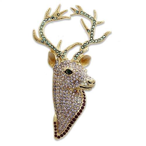 LO2410 - Gold White Metal Brooches with Top Grade Crystal  in Multi Color-0