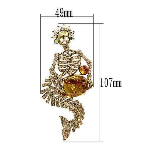 LO2411 - Gold White Metal Brooches with AAA Grade CZ  in Topaz-1