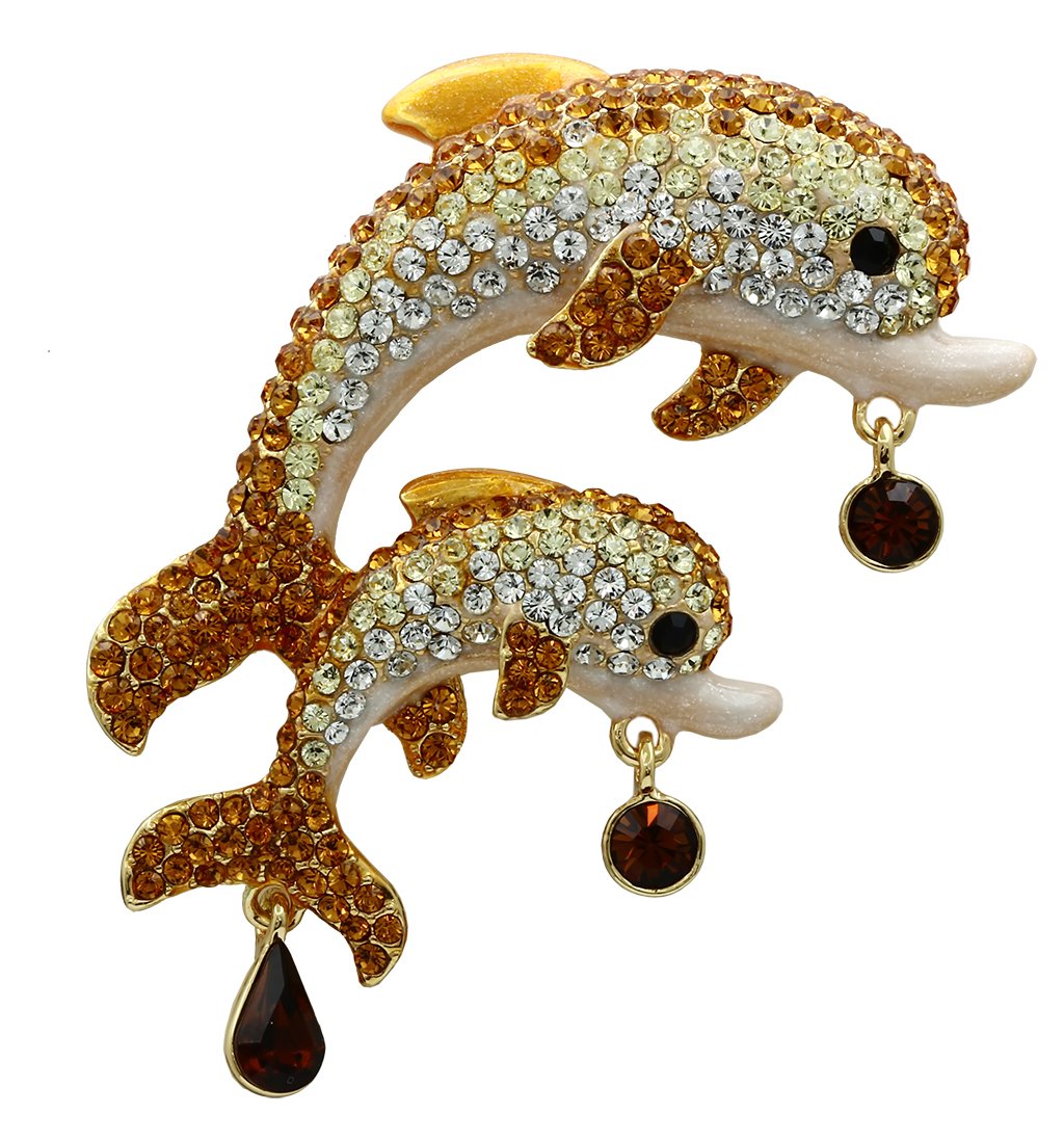 LO2413 - Gold White Metal Brooches with Top Grade Crystal  in Multi Color-0