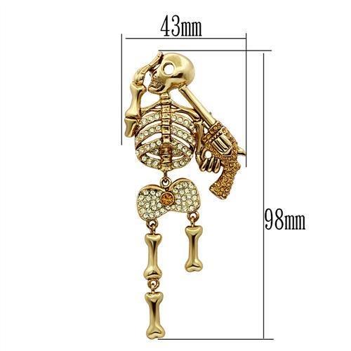LO2414 - Gold White Metal Brooches with Top Grade Crystal  in Multi Color-1
