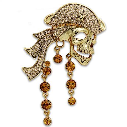 LO2415 - Gold White Metal Brooches with Top Grade Crystal  in Multi Color-0
