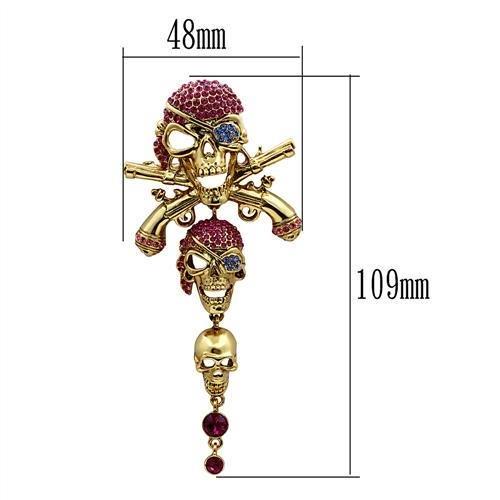 LO2416 - Gold White Metal Brooches with Top Grade Crystal  in Multi Color-1