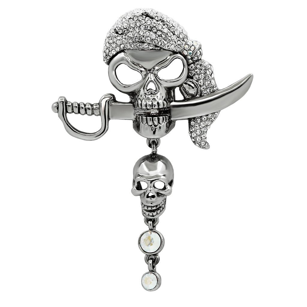 LO2417 - Imitation Rhodium White Metal Brooches with Top Grade Crystal  in Aurora Borealis (Rainbow Effect)-0