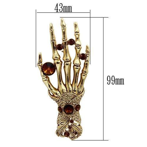 LO2418 - Gold White Metal Brooches with Top Grade Crystal  in Multi Color-1
