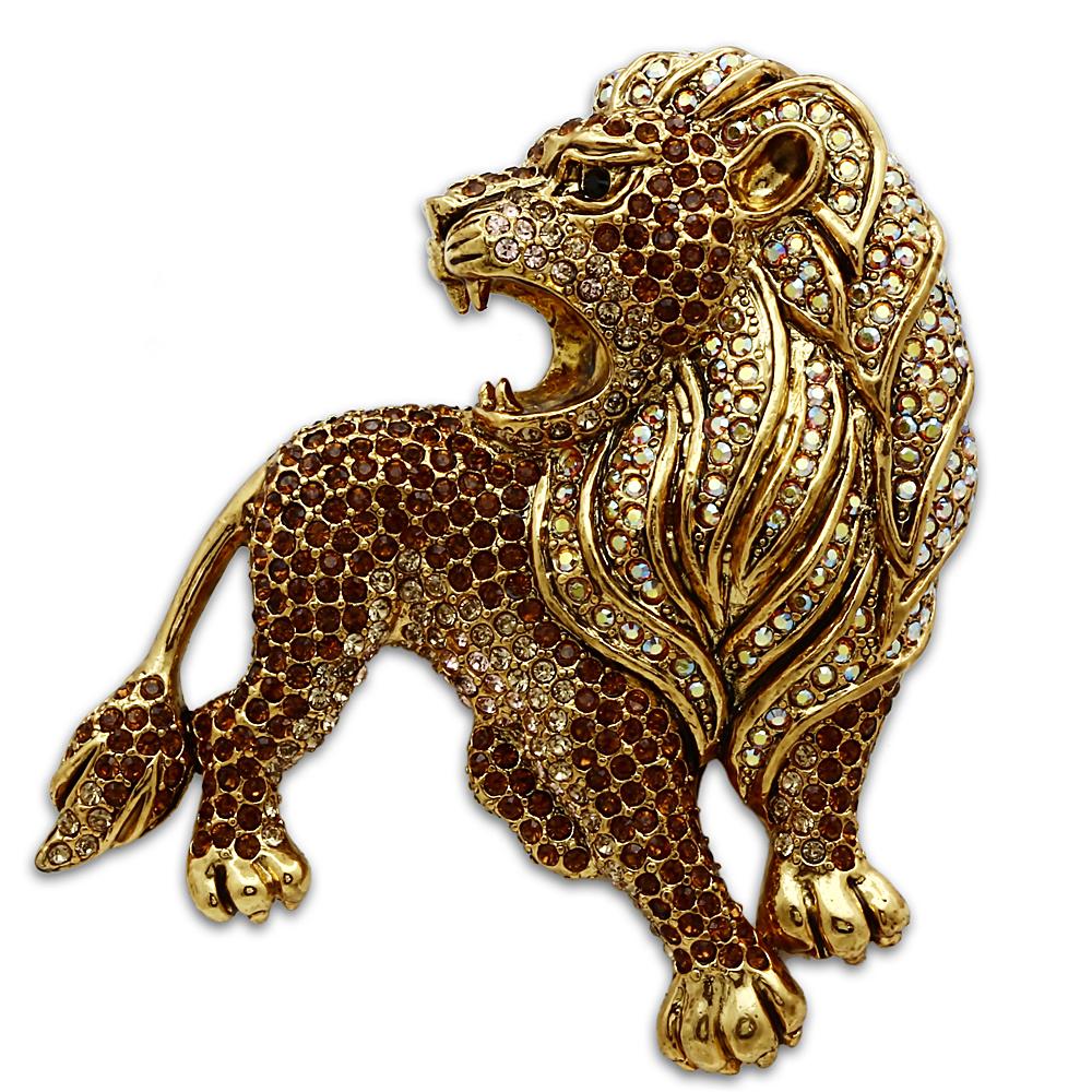 LO2420 - Gold White Metal Brooches with Top Grade Crystal  in Multi Color-0
