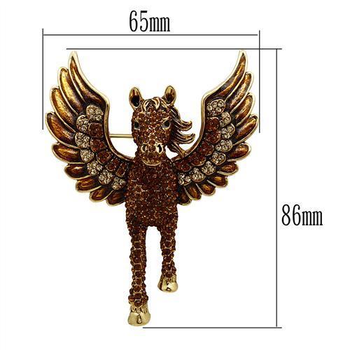 LO2421 - Gold White Metal Brooches with Top Grade Crystal  in Multi Color-1