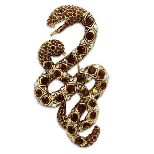 LO2423 - Gold White Metal Brooches with Top Grade Crystal  in Multi Color-0