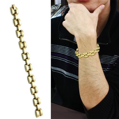 LO2425 - Gold Brass Bracelet with No Stone-1