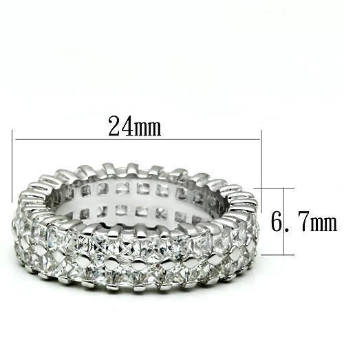 LO2431 - Rhodium Brass Ring with AAA Grade CZ  in Clear-1