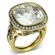 LO2436 - Gold Brass Ring with AAA Grade CZ  in Clear-0