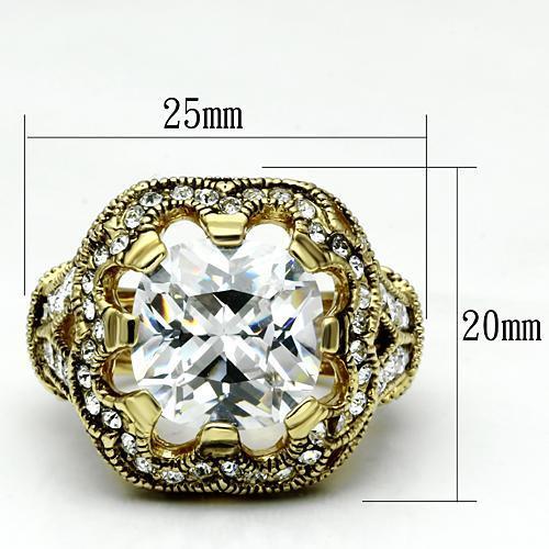 LO2444 - Gold Brass Ring with AAA Grade CZ  in Clear-1
