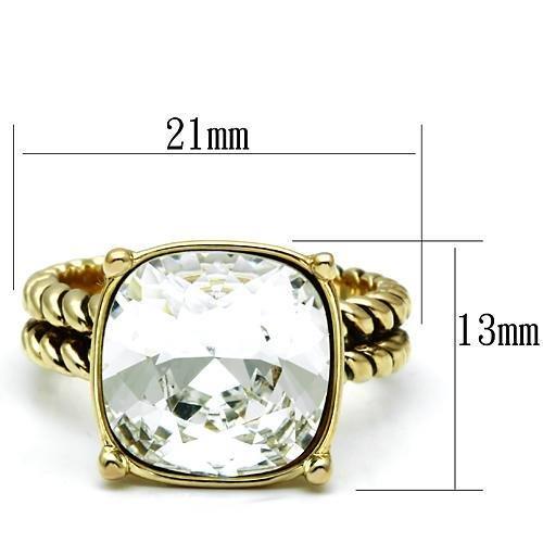LO2447 - Gold Brass Ring with AAA Grade CZ  in Clear-1