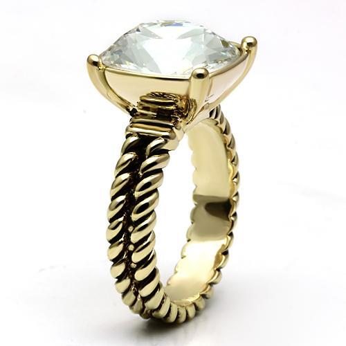 LO2447 - Gold Brass Ring with AAA Grade CZ  in Clear-2