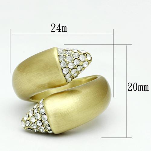 LO2466 - Gold & Brush Brass Ring with Top Grade Crystal  in Clear-1
