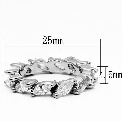 LO2469 - Rhodium Brass Ring with AAA Grade CZ  in Clear-1