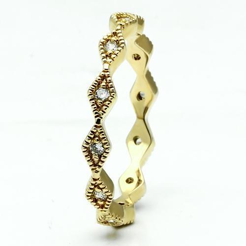LO2477 - Gold Brass Ring with AAA Grade CZ  in Clear-2